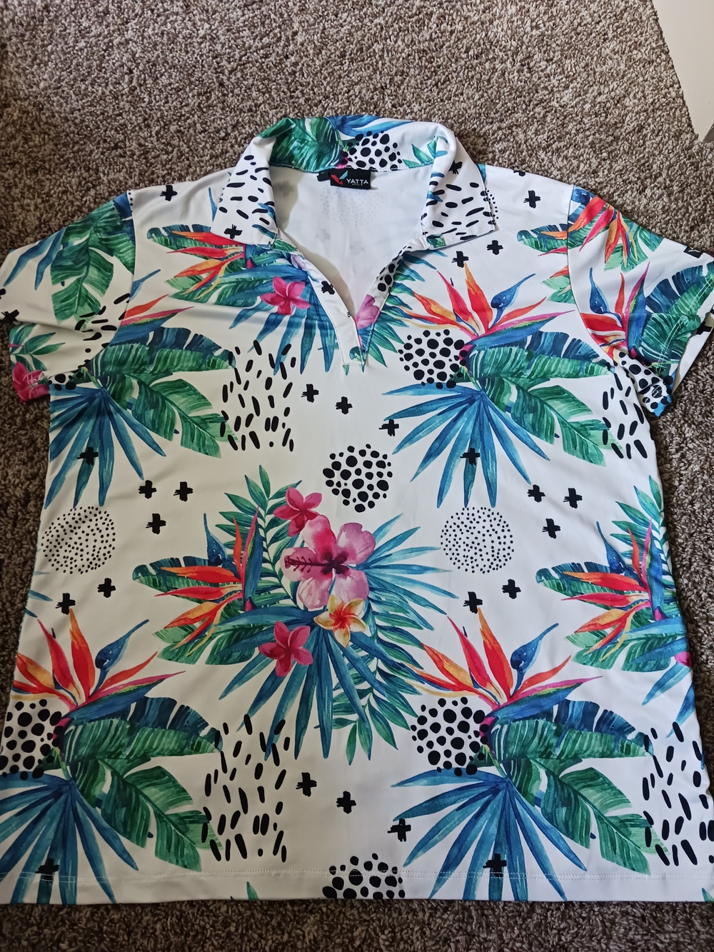 Yatta Golf Women's White Tropical Floral Polo Top XL